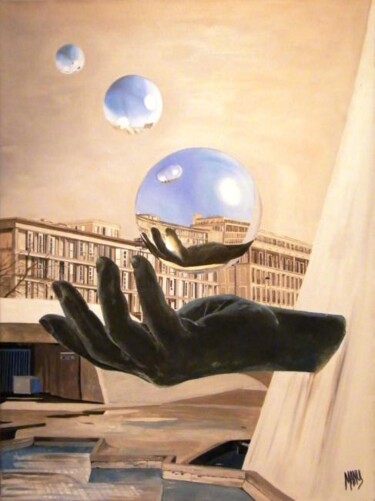 Peinture intitulée "Le jongleur de bull…" par Manu Surreabulliste, Œuvre d'art originale, Huile