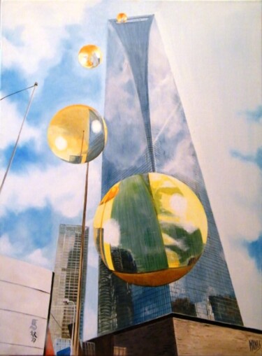 Painting titled "One of Pudong" by Manu Surreabulliste, Original Artwork, Oil