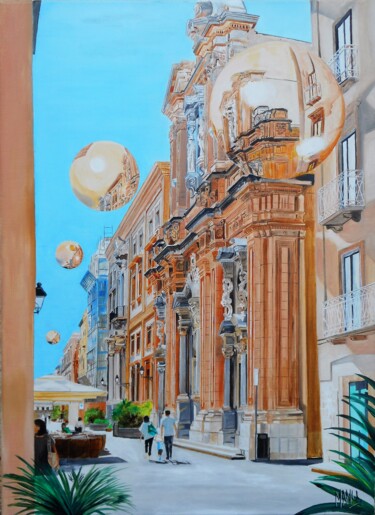 Peinture intitulée "corso-vittorio-eman…" par Manu Surreabulliste, Œuvre d'art originale, Huile