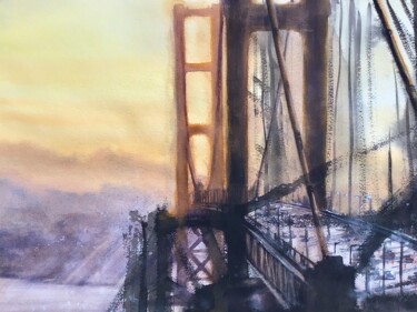 Schilderij getiteld "golden gate" door Manu Toxxic, Origineel Kunstwerk, Aquarel