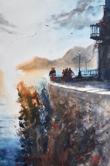 Pintura titulada "Cinque Terre italy…" por Manu Toxxic, Obra de arte original, Acuarela