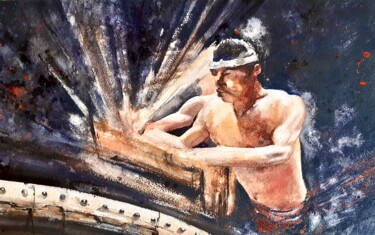 Painting titled "Capturez le mouveme…" by Manu Toxxic, Original Artwork, Watercolor