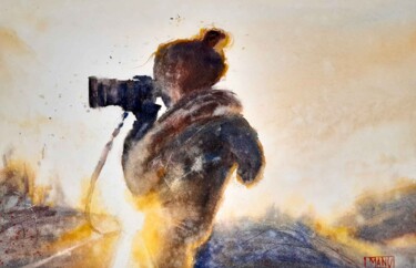 Schilderij getiteld "The photographer" door Manu Toxxic, Origineel Kunstwerk, Aquarel