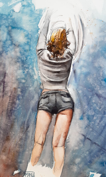 Painting titled "Beauty is back" by Manu Toxxic, Original Artwork, Watercolor