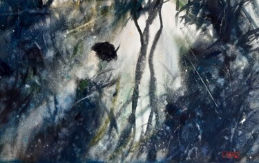 Schilderij getiteld "La forêt de Kelp -…" door Manu Toxxic, Origineel Kunstwerk, Aquarel