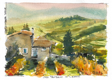 Painting titled "San Panzano in Chia…" by Manu Toxxic, Original Artwork, Watercolor
