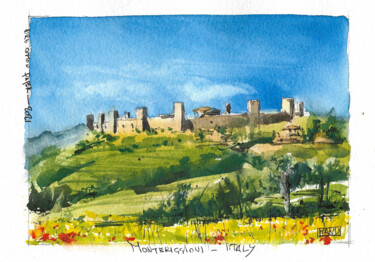 Painting titled "Monteriggioni, Ital…" by Manu Toxxic, Original Artwork, Watercolor