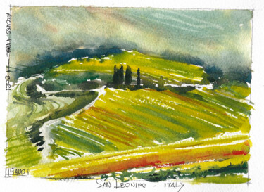 Painting titled "San Leonino, Toscane" by Manu Toxxic, Original Artwork, Watercolor