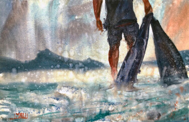 Pintura titulada "02 - Plongée libre" por Manu Toxxic, Obra de arte original, Acuarela