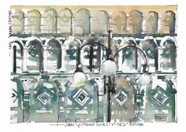 Malerei mit dem Titel "Pistoia - I" von Manu Toxxic, Original-Kunstwerk, Aquarell Auf Karton montiert
