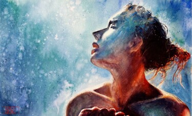 Malerei mit dem Titel "Until I die" von Manu Toxxic, Original-Kunstwerk, Aquarell