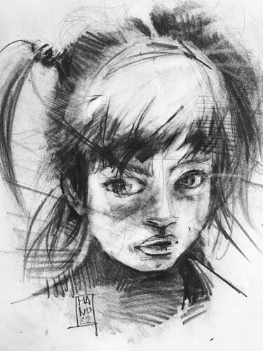 Zeichnungen mit dem Titel "Ingrid" von Manu Toxxic, Original-Kunstwerk, Bleistift