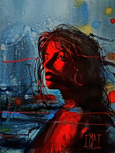 Schilderij getiteld "Connexion" door Manu Toxxic, Origineel Kunstwerk, Aquarel