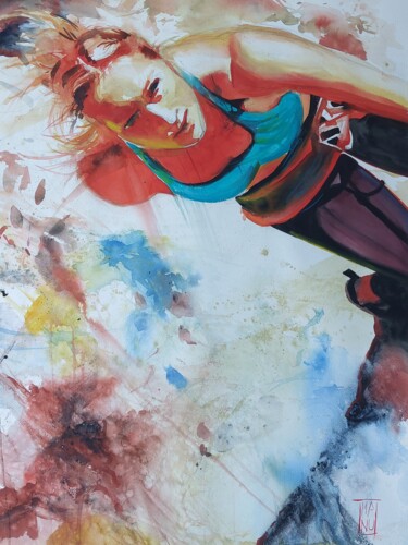 Schilderij getiteld "Julia" door Manu Toxxic, Origineel Kunstwerk, Aquarel
