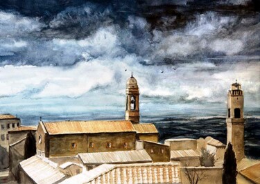 Painting titled "Montalcino" by Manu Toxxic, Original Artwork, Watercolor