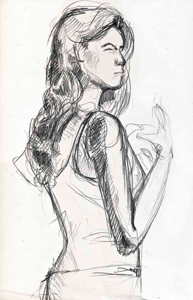 Desenho intitulada "Beautiful woman por…" por Manu Toxxic, Obras de arte originais, Carvão