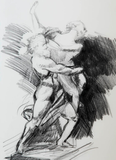 Zeichnungen mit dem Titel "Il ratto di Proserp…" von Manu Toxxic, Original-Kunstwerk, Kohle