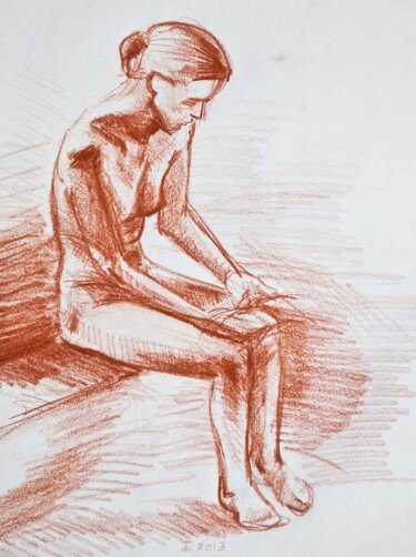 Drawing titled "Woman (famous pose)" by Manu Toxxic, Original Artwork, Pastel