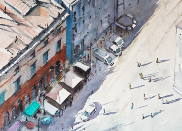 Painting titled "Top view Florence I…" by Manu Toxxic, Original Artwork, Watercolor