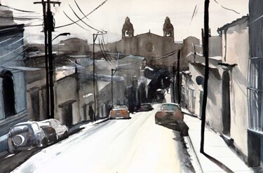 Pintura titulada "Calle del Sol" por Manu Toxxic, Obra de arte original, Acuarela