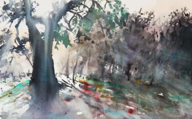 Painting titled "L'ulivo - The olive…" by Manu Toxxic, Original Artwork, Watercolor