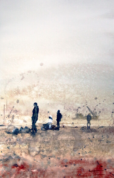 Painting titled "Viareggio Toscane I…" by Manu Toxxic, Original Artwork, Watercolor Mounted on Cardboard