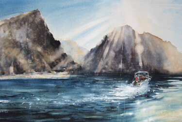 Pintura titulada "Côte de Marina di C…" por Manu Toxxic, Obra de arte original, Acuarela