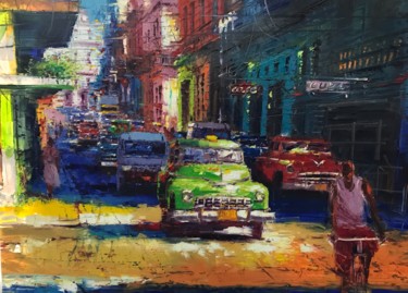Peinture intitulée "Calles de la Habana" par Manuel Alejandro Moreno Pupo, Œuvre d'art originale, Huile