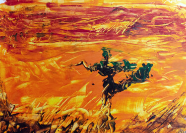 Malerei mit dem Titel "Waldflucht" von Manuel Backer, Original-Kunstwerk, Acryl