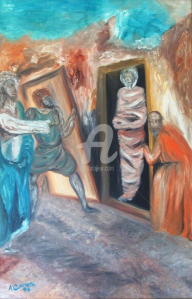 Pintura intitulada "ressurreicao-de-laz…" por Assunção Carreto, Obras de arte originais, Óleo