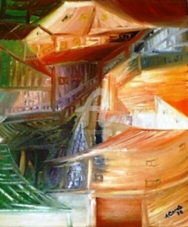 Pintura intitulada "favelas.jpg" por Assunção Carreto, Obras de arte originais, Óleo