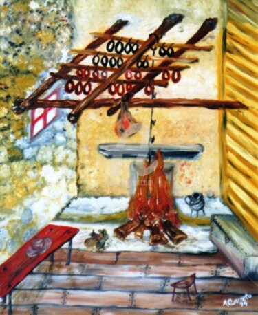 Pintura intitulada "fumeiro-da-beira-al…" por Assunção Carreto, Obras de arte originais, Óleo