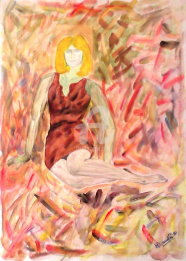 Painting titled "musa-inspiradora-do…" by Assunção Carreto, Original Artwork, Watercolor