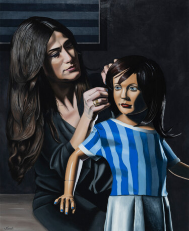 Peinture intitulée "La Femme et l'Enfant" par Manuel Dampeyroux, Œuvre d'art originale, Huile
