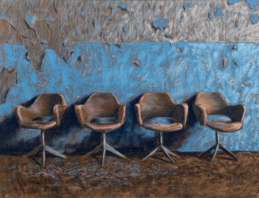 Peinture intitulée "Quatre Chaises de V…" par Manuel Dampeyroux, Œuvre d'art originale, Pastel