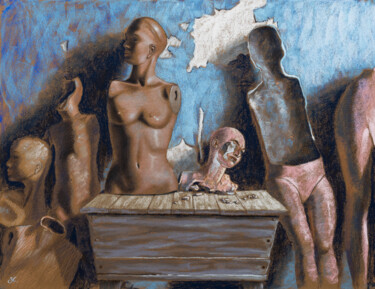 Peinture intitulée "Les Choses Brisées" par Manuel Dampeyroux, Œuvre d'art originale, Pastel