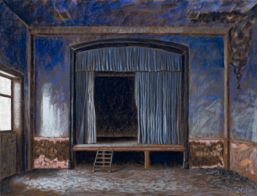 Schilderij getiteld "La Scène" door Manuel Dampeyroux, Origineel Kunstwerk, Pastel