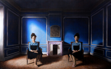 Pintura intitulada "Le Désert Bleu" por Manuel Dampeyroux, Obras de arte originais, Óleo