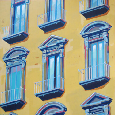 Painting titled "NAPOLI" by Manuel Di Chiara, Original Artwork, Acrylic Mounted on Wood Stretcher frame