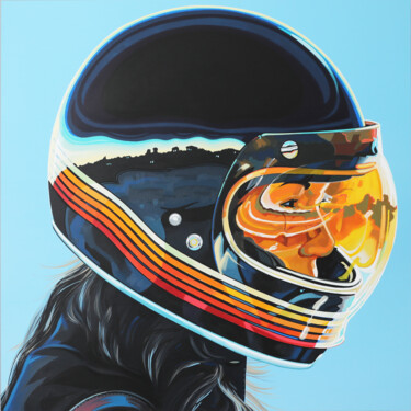 Painting titled "RIDERS #004" by Manuel Di Chiara, Original Artwork, Acrylic Mounted on Wood Stretcher frame