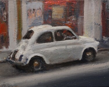 Painting titled "Fiat 500 mai 17" by Manuel Leonardi, Original Artwork, Oil
