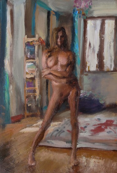 Painting titled "Yvonne aime les art…" by Manuel Leonardi, Original Artwork, Oil