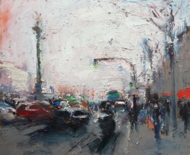 Pittura intitolato "Bastille trafic" da Manuel Leonardi, Opera d'arte originale, Olio