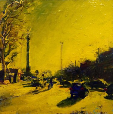 Malerei mit dem Titel "Bastille jaune" von Manuel Leonardi, Original-Kunstwerk, Öl
