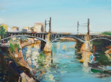 Painting titled "Pont du TGV , Maiso…" by Manuel Leonardi, Original Artwork, Oil