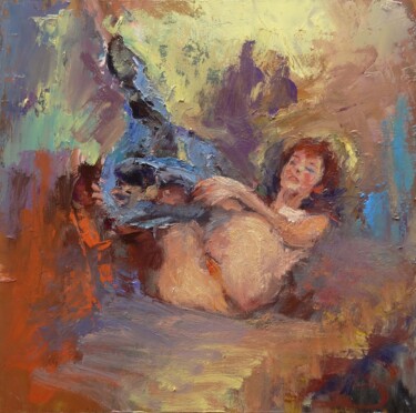 Peinture intitulée "Joyeux déshabillage" par Manuel Leonardi, Œuvre d'art originale, Huile