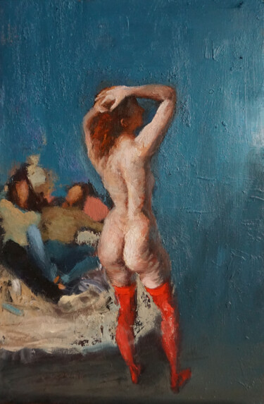 Schilderij getiteld "Bas rouges et copin…" door Manuel Leonardi, Origineel Kunstwerk, Olie