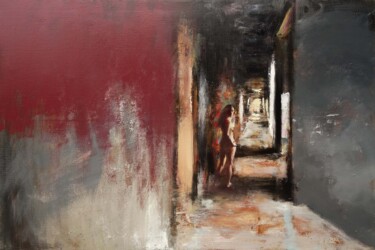 Painting titled "Le couloir" by Manuel Leonardi, Original Artwork, Oil