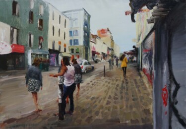 Картина под названием "Une rue , Montreuil" - Manuel Leonardi, Подлинное произведение искусства, Масло