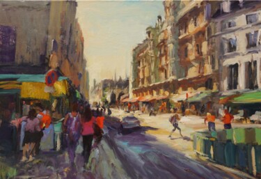 Painting titled "Paris , St Jacques…" by Manuel Leonardi, Original Artwork, Oil